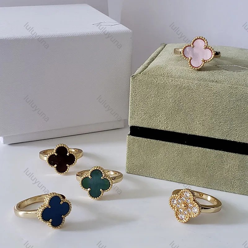 Classic Four-leaf Clover Ring Designer Brand Ring 18K Gold Luxury Ring for Women Mother-of-Pearl Ring High Quality Designer jewelry