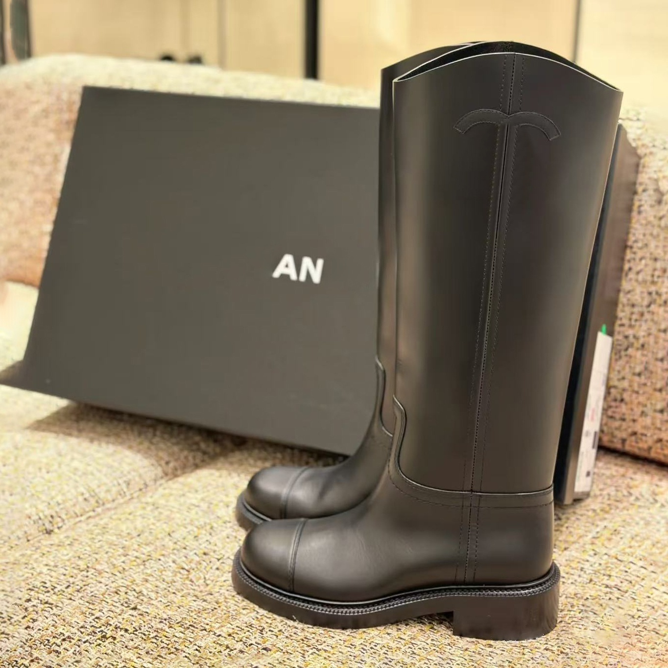 Designer Dress shoe Women Thigh High Boots vintage black tall Riding Roman Genuine Leather Casual shoes Outdoor luxurys Knee boot Low Heel Fashion B