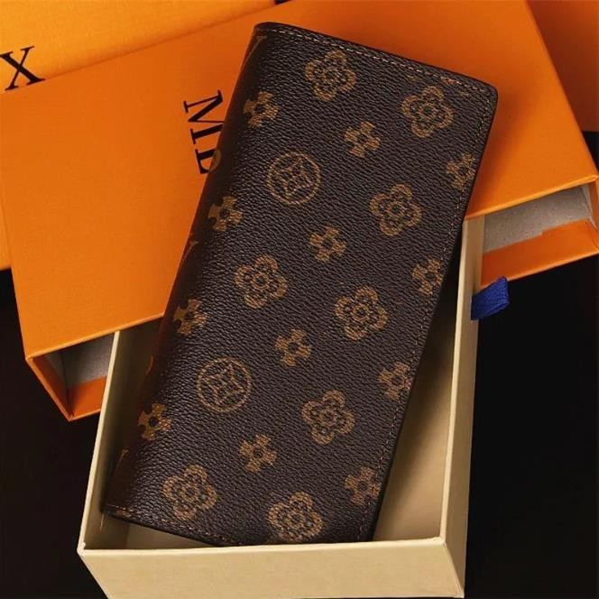 2024 BRAZZA WALLET Stylish Mens Jacket Long Wallet in Brown Waterproof Checkered Canvas for Holding Change Notes Credit Cards Good Quality M66540