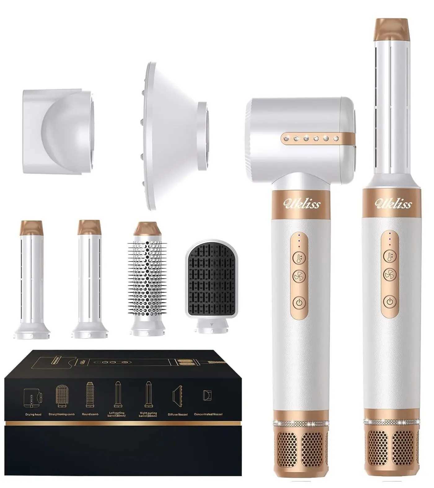 1400W Hair Dryer 7 in 1 Professional Hair Straightener Auto Curling Hair Curler Hair Style Set Women Wife Girlfriend Gift D261013