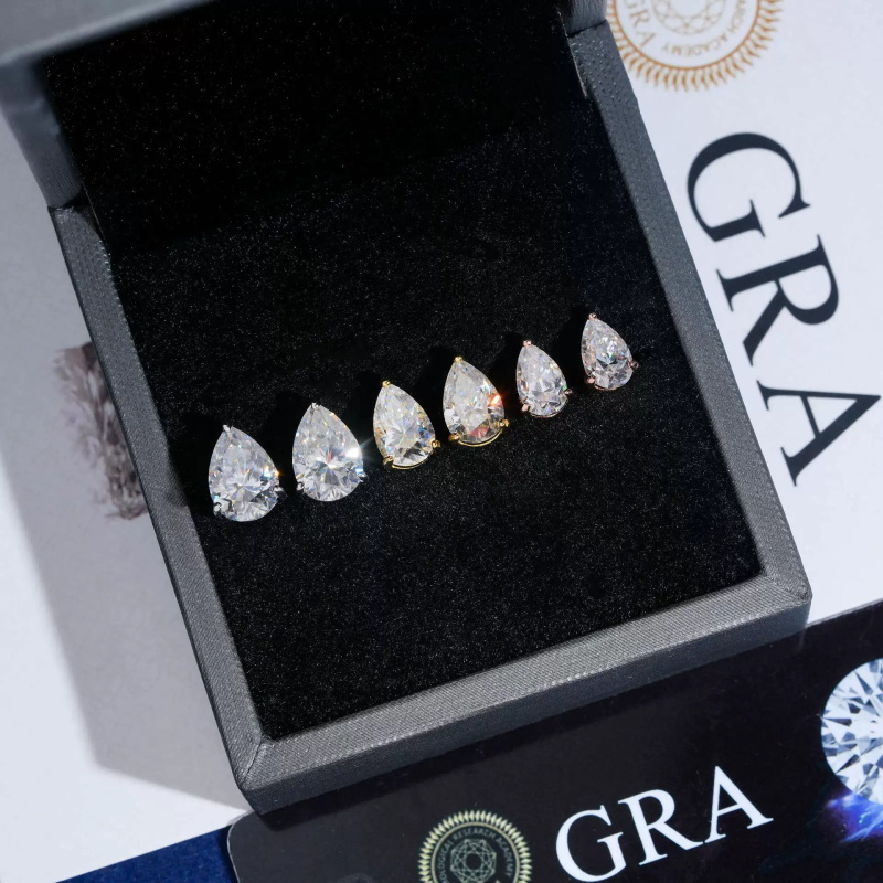 Stud Earrings Women GRA Certificate Pear Cut 3prongs 925 Silver Jewelry Diamond Earring VVS D Moissanite Water Drop Shape Shi1793
