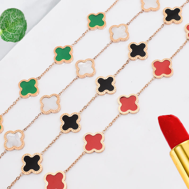 Korean-Style Four-Leaf Clover Titanium Steel Bracelet For Women, Simple 18K Rose Gold, Non-Fading, Unique And Stylish, Ins-Style Niche Design