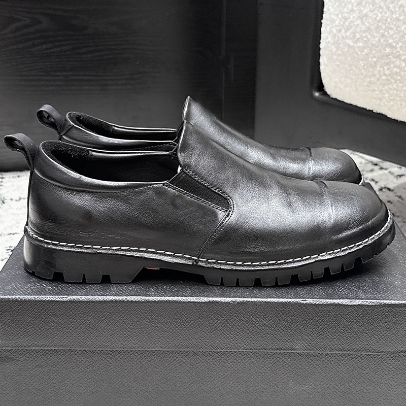 Luxury Loafers Designer Mens Bocken Shoes Original Custom Washed Horse Leather Upper Thick Toothed Bottom Anti Slip One Step Retro Casual Leather Sh