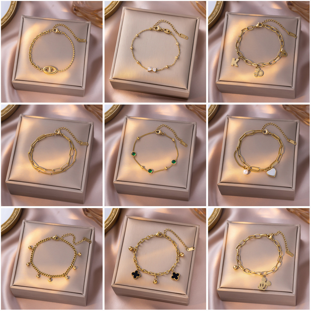 Cross-Border Hot Sellin Liht Luxury Japanese And Korean Titanium Steel Bracelet For Women Versatile Fashion Ins Style New Hand Jewelry Hih-End Feel