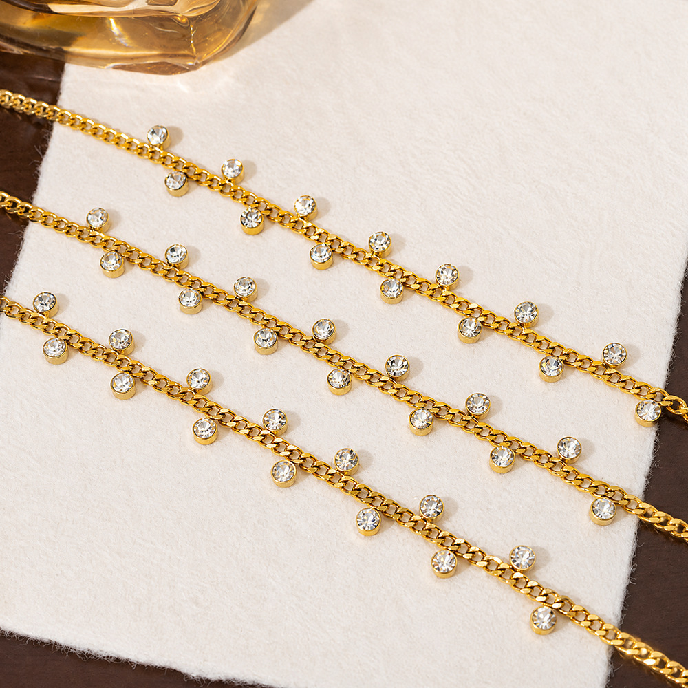 Cross-Border Best-Selling, Ultra-Sparkling, Irregular Round White Diamond Titanium Steel Bracelet For Women, Exquisite, Versatile, Exuding A High-En