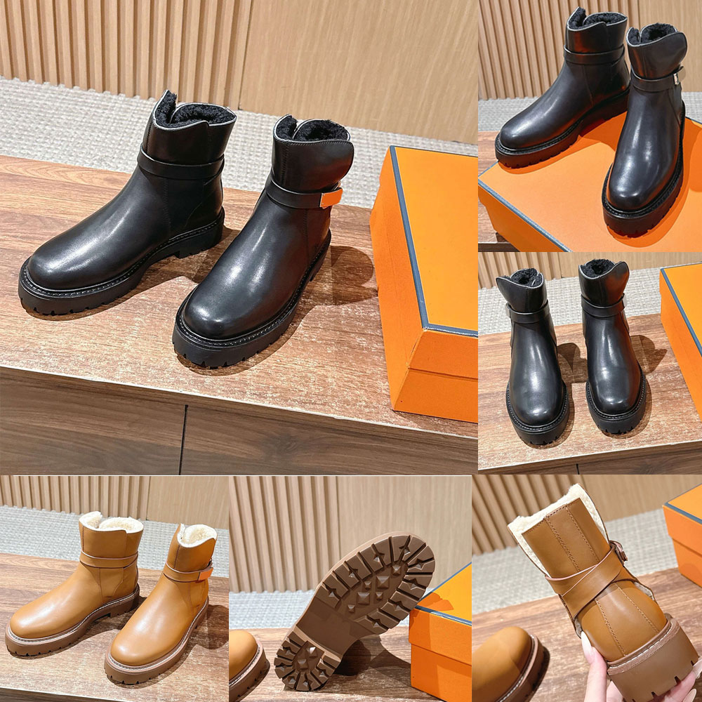 Jeff Ankle Boot Luxury Designer Calfskin Boots H252122Z Urban Look Womens Boot Warm Comfort Shearling Lining Autumn Winter Boots Height 4cm Rubber O