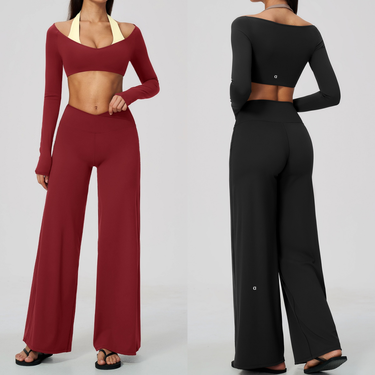 2982AO Breathable Two-Piece Workout Outfits Breathable Yoga Fitness Tops Gym Bra High Waisted Womens Sports Trousers for Yoga Stylish Fitness Pan
