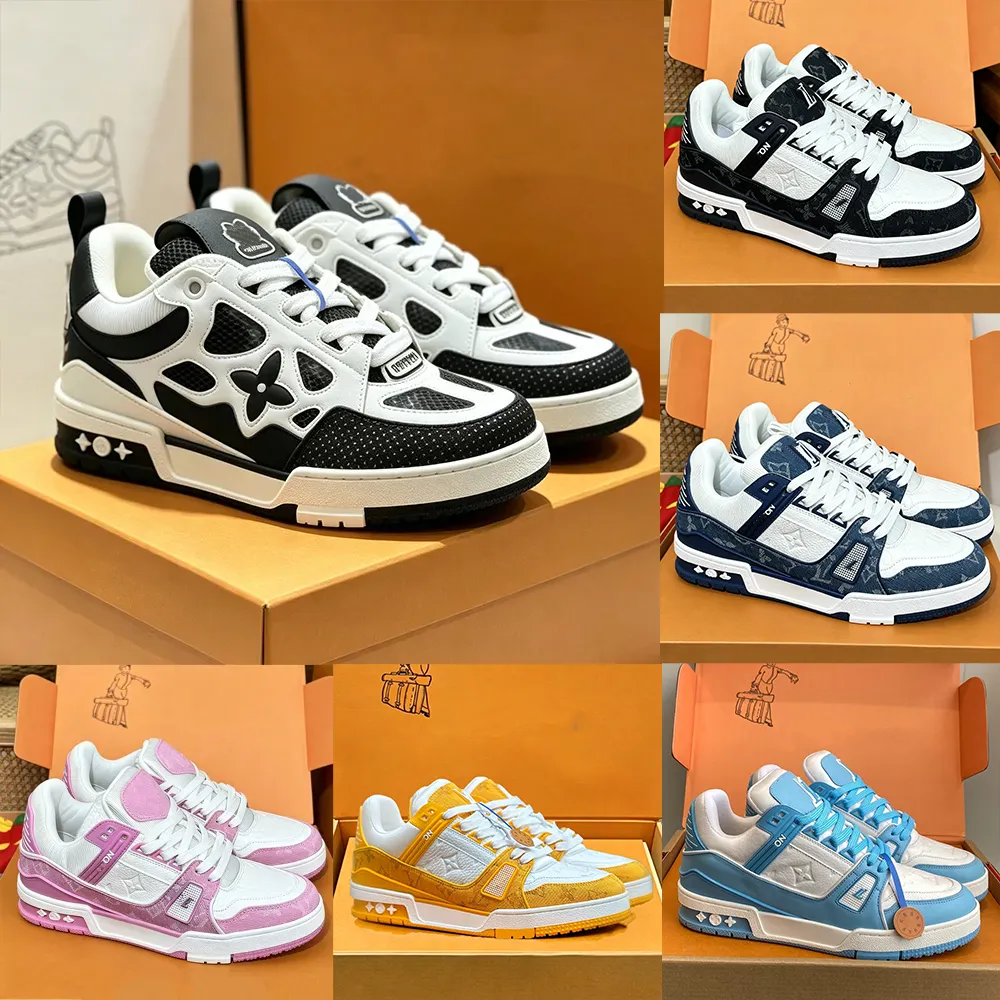 Designer shoes low trainers lus skate shoes Vintage Casual Sneaker Cowhide Upper Breathable Insole Non Slip Rubber Outsole Fashion Low Top Sports Sh