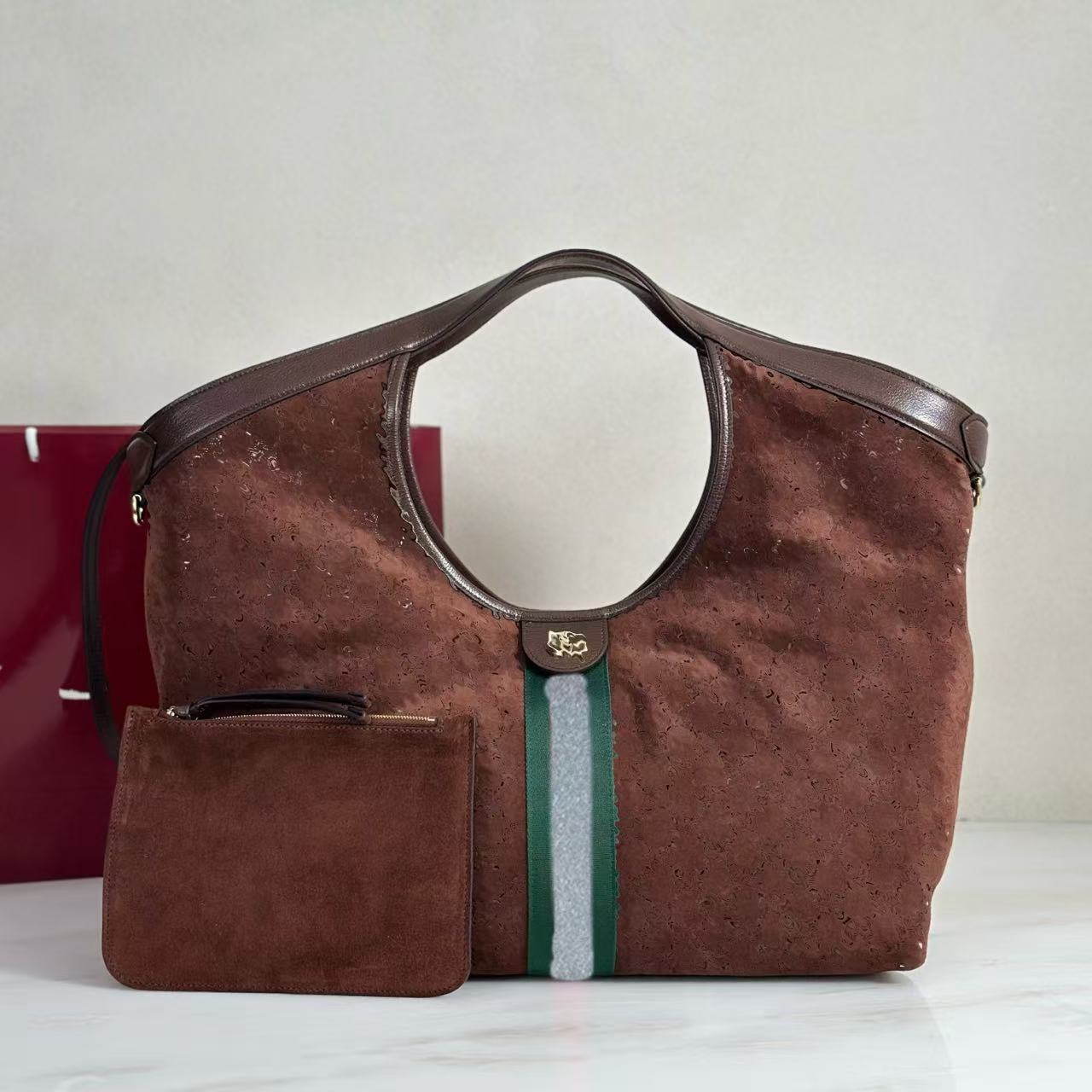 5A Designer handbag 853971 classic Deep brown suede hollow out shoulder bag Large travel bag 60cm high-capacity Shoulder Tote bag Lady Shopping Fash