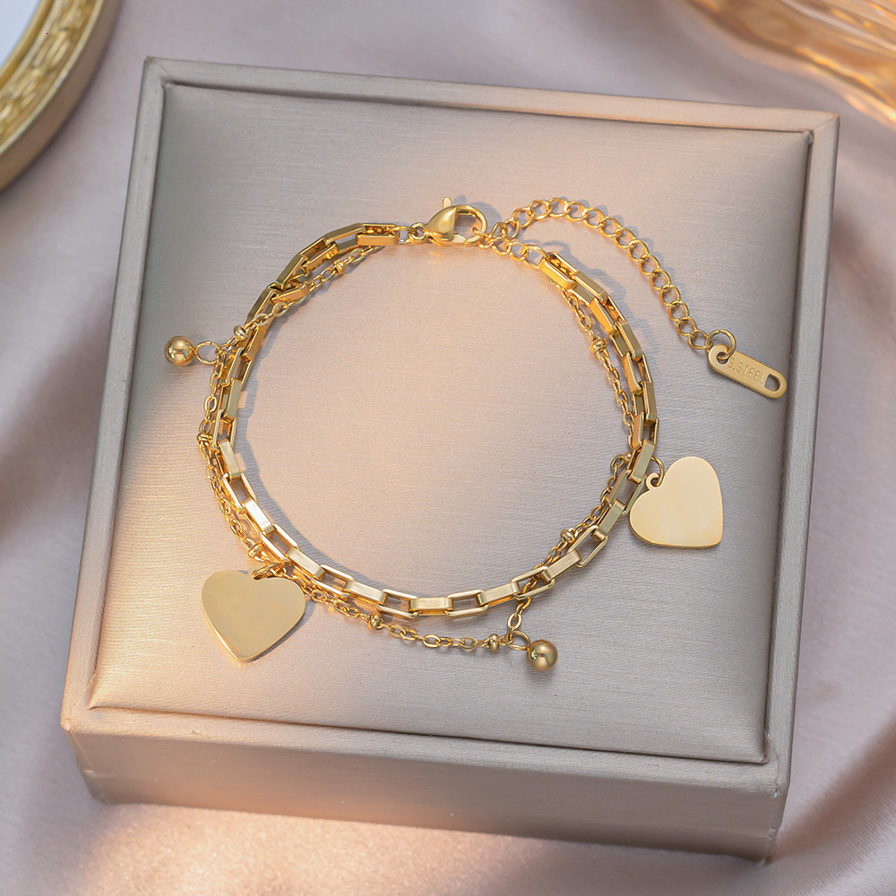 Couple's Bracelet Ins Double-Layer Heart Vintage Court Girly Cool Heart-Shaped European And American Style Hand Accessory