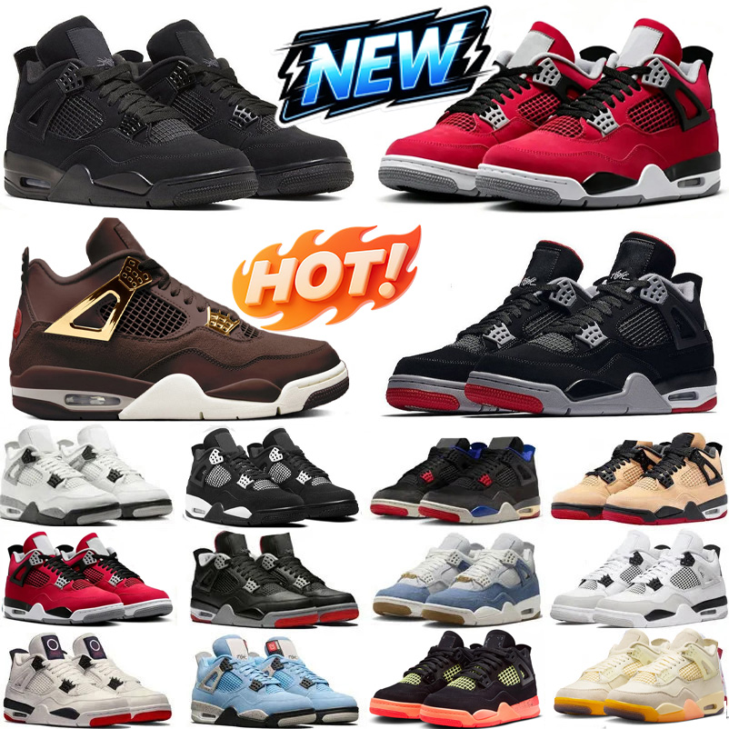 Avec Box 4 4s chaussures de basket-ball pour hommes 2026 Bred mic Black Cat White Cement Brick After Brick Bred Reimagined BLACK INFRARED BLOODLI