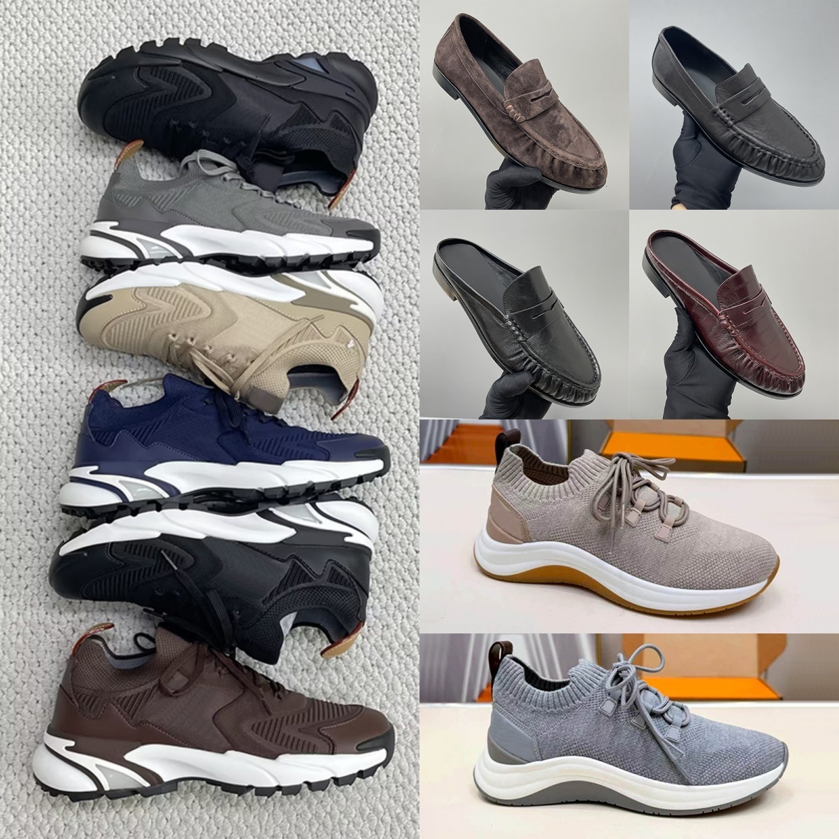 Grande taille hommes mocassins de créateurs baskets L Runner Tatic Sneaker Wavelight tricoté chaussures de course en cuir de veau hommes mocassin