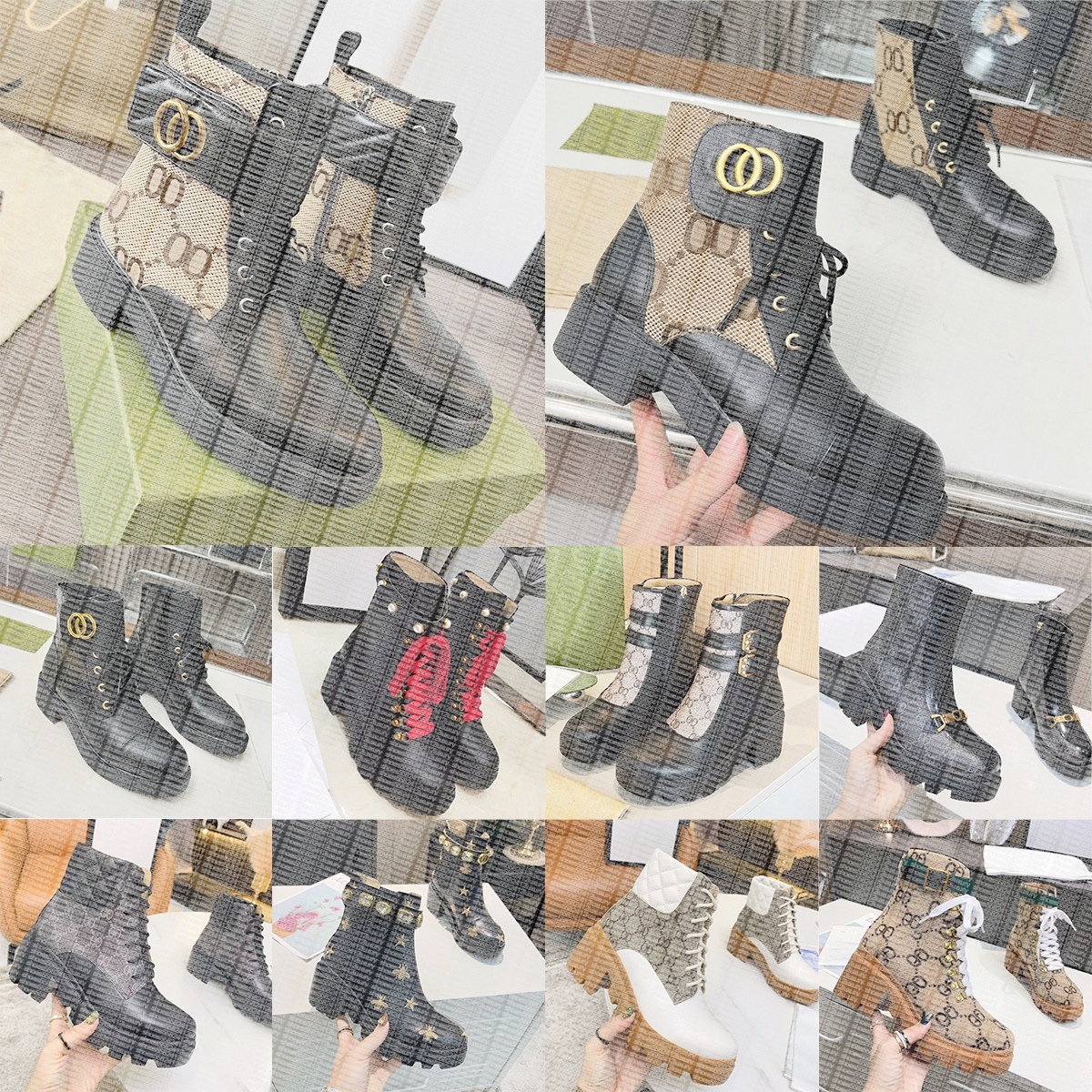 Designer Fashionable Short Low Boots Women's Cowhide Ankle Boots with Buckle Detail & Thick Heels - Available in Large Sizes 35-42