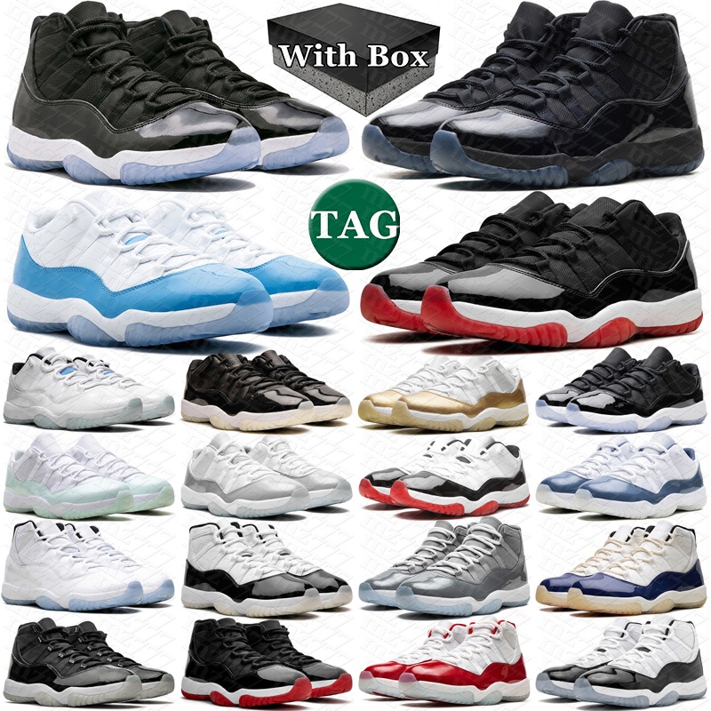 With box designer 11 11s basketball shoes men womens sneakers Space Jam Gamma Blue Bred Cool Grey Gratitude Cherry high low top mens trainers outdoo