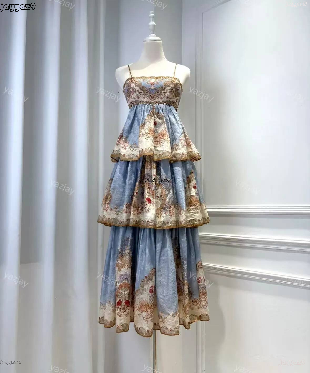 designer Dress Spread Charm Women Dresses High Quality Fashion Lantern Sleeve Belted Dress Charming Evening Dress High Waist Elegant Summer High Qua