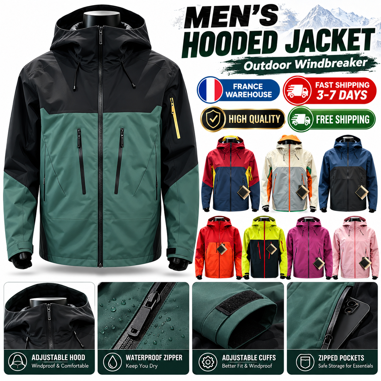 Arct Designer Mens Jacket Man Women Ski Jacket Windproof Zip Jacket Waterproof Mountain Skiing Windproof High Quality Fashion Arct Jackets