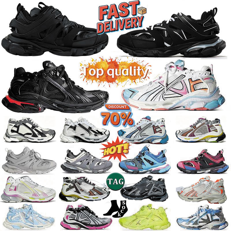 Designer Runner 7.0 7.5 Casual Shoes Track 3.0 Sneaker Paris Triple White Black Pink Grey Beige Gomma Leather Men Women Nylon Printed outdoor Traine