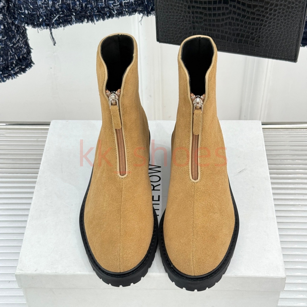 TOP quality Luxury Designer Boots Women Front Zipper Ankle Bootie Suede Leather Flat Stretch Sock Short Long Motorcycle Riding Shoes EUR size 35-41