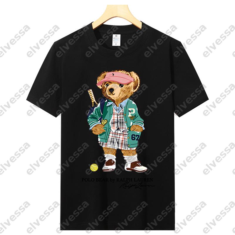 Sweat-shirt unisexe pour hommes et femmes, col ras du cou, ample et décontracté, motif d'ours de dessin animé, manches courtes et longues, Street