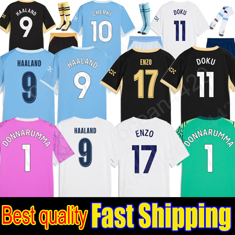 HAALAND mancity soccer jerseys 26 27 uniform ENZO FODEN CHERKI DOKU SEMENYO O REILLY Blue Moon cities football tops shirt goalkeeper Kids Men shorts