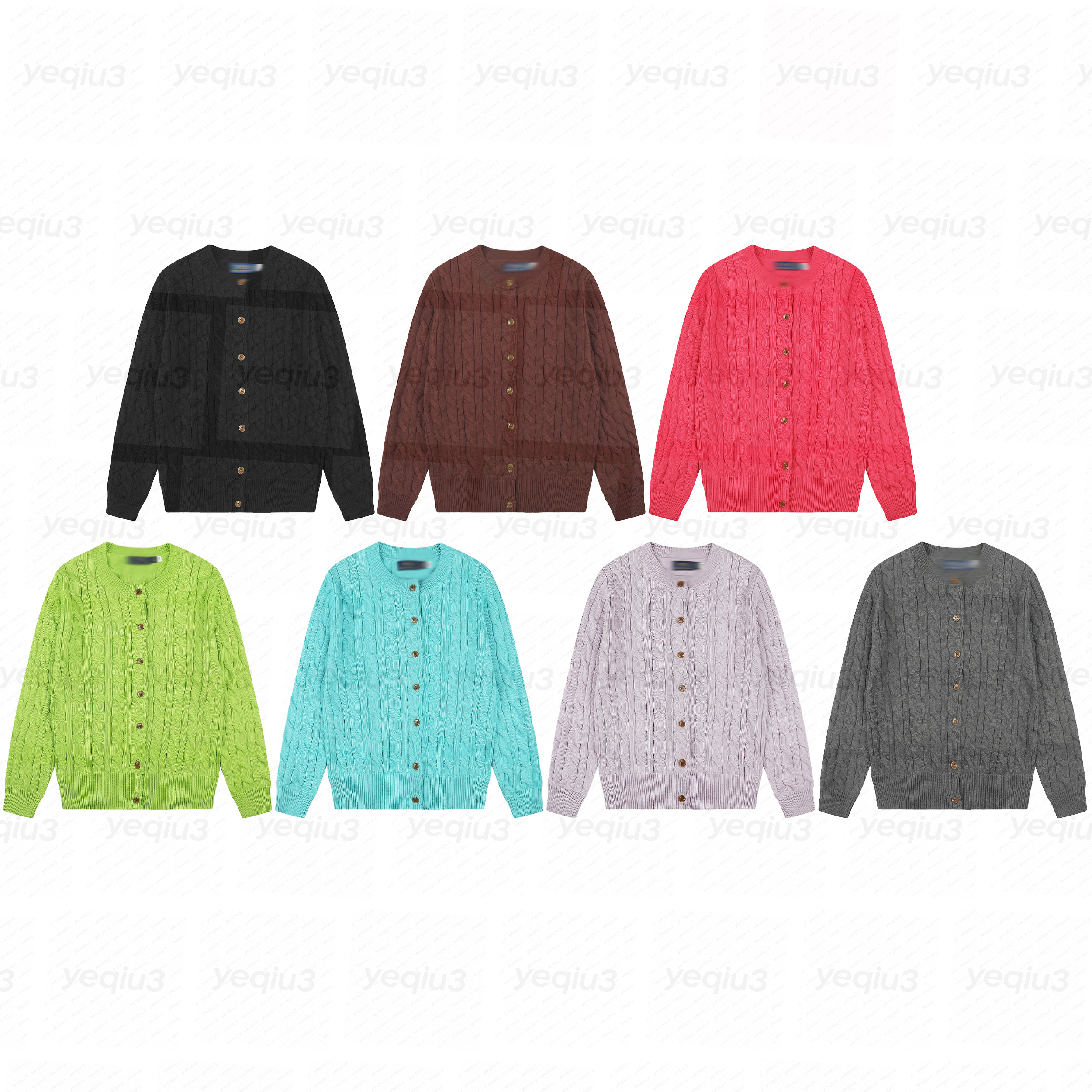 Chandails classiques pour femmes, Cardigan en tricot coupe ajustée, col rond, couleur unie, pull en tricot torsadé avec broderie poney