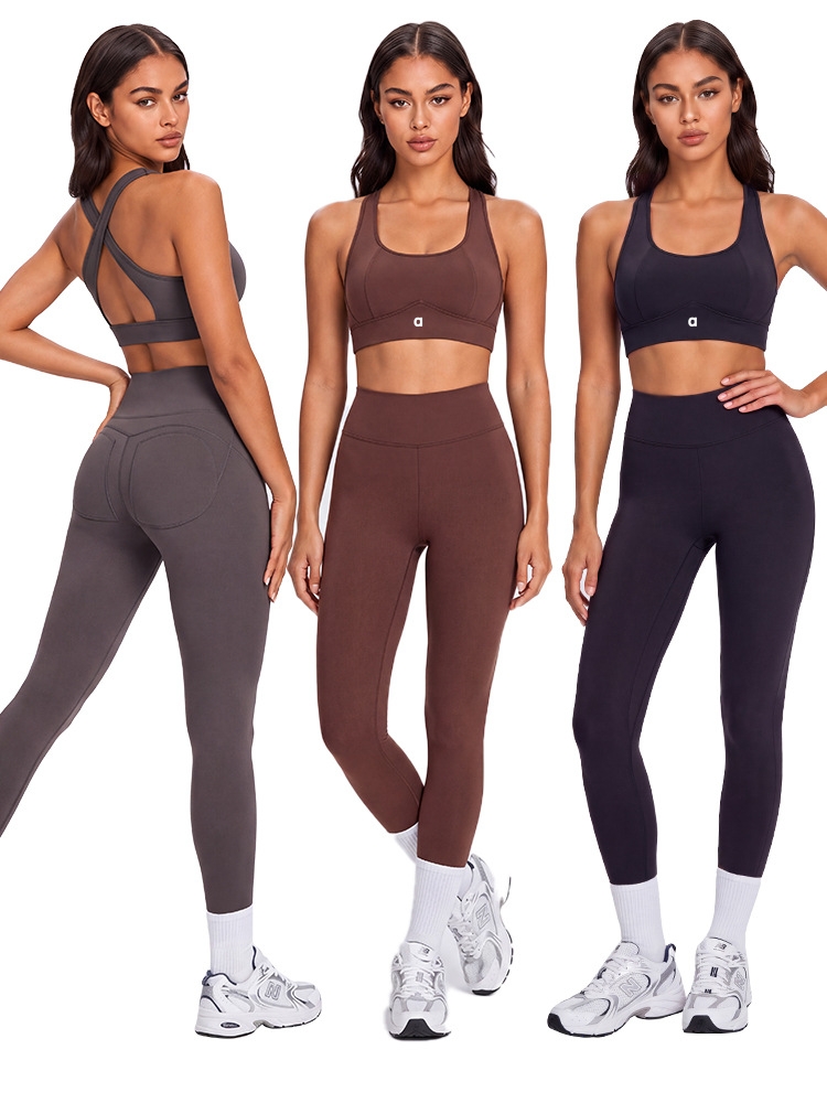 A3126 ensemble de tenue de Yoga pour femmes ensemble de course et de sport flatteur pour le dos Fitness décontracté pour soulever les fesses