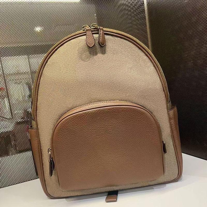 classic bookbag leather high quality backpack designer travel Bag dual shoulder purse fashion school bag letter embossed clutch large capacity black