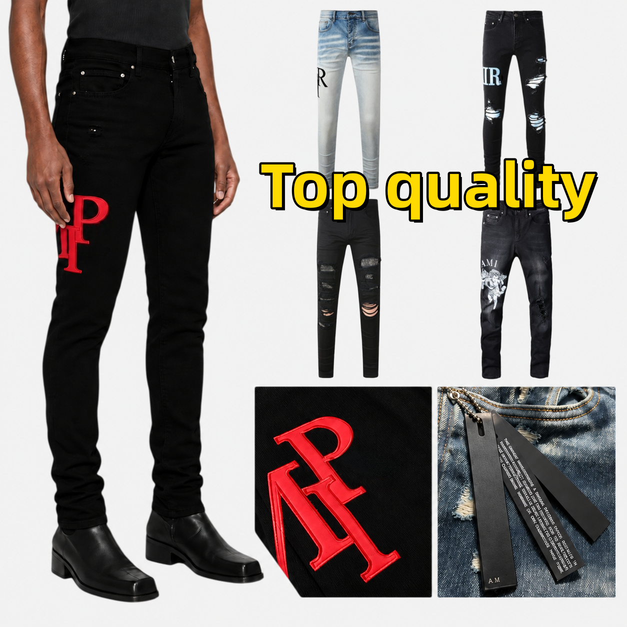 Correct version 1:1 high quality jean designer jeans for mens designer mens black flared jeans pants pantalones de hombre mens jeans designers Desig