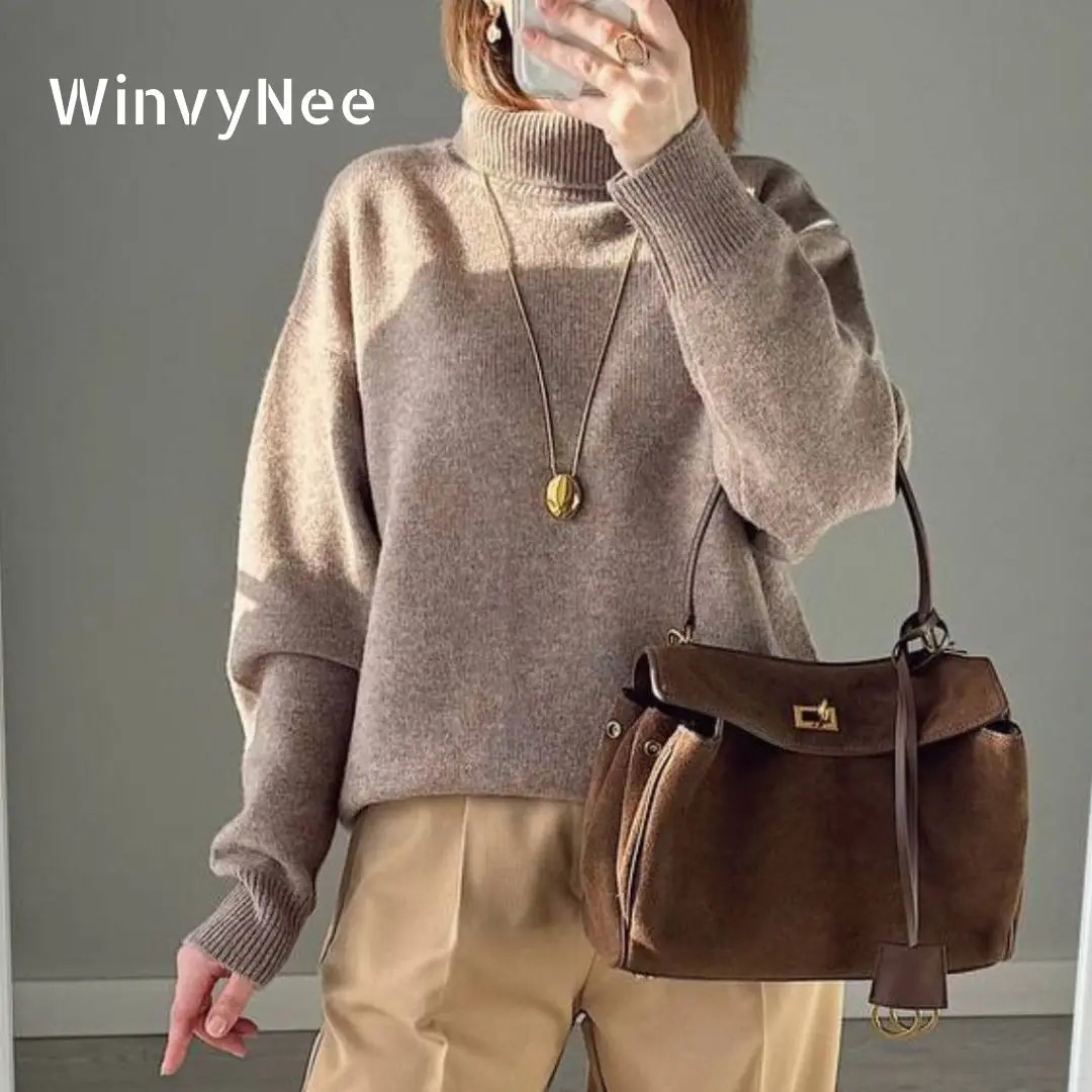 WinvyNee Women's Clothing Wool Sweaters Turtleneck Casual Long Sleeve Jumpers Knitted Pullovers Soft Plus Size Winter A1103002C 261013
