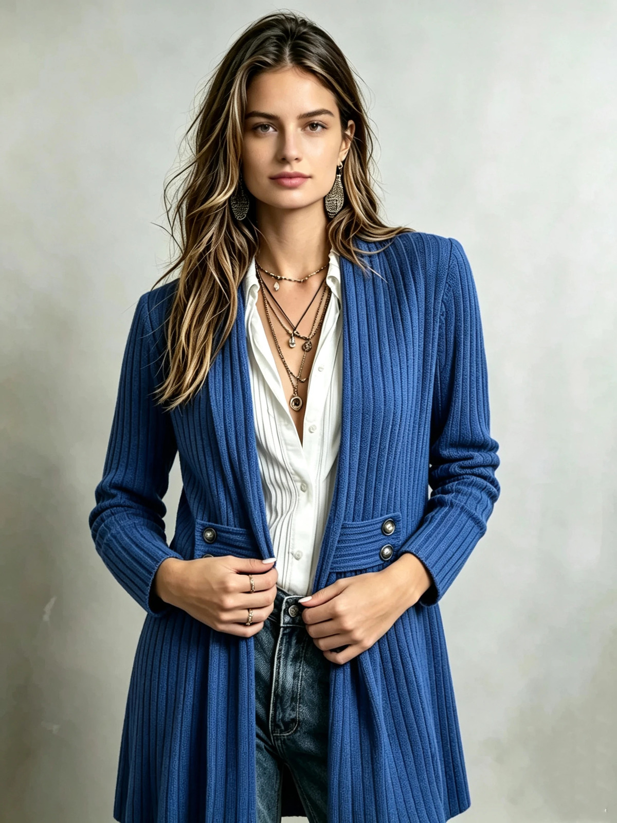 Women's Knitted Sweater Coat Cardigan Autumn Winter Style Buttoned Furry Striped Outerwear y261008