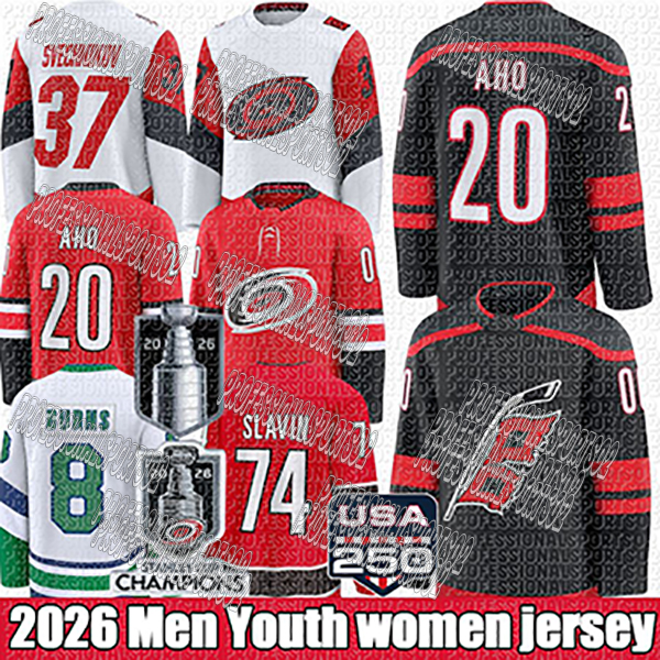 #20 Sebastian Aho #37 Svechnikov 22 Stankoven #24 Jarvis #8 Burns Hockey Trikots 2026 27