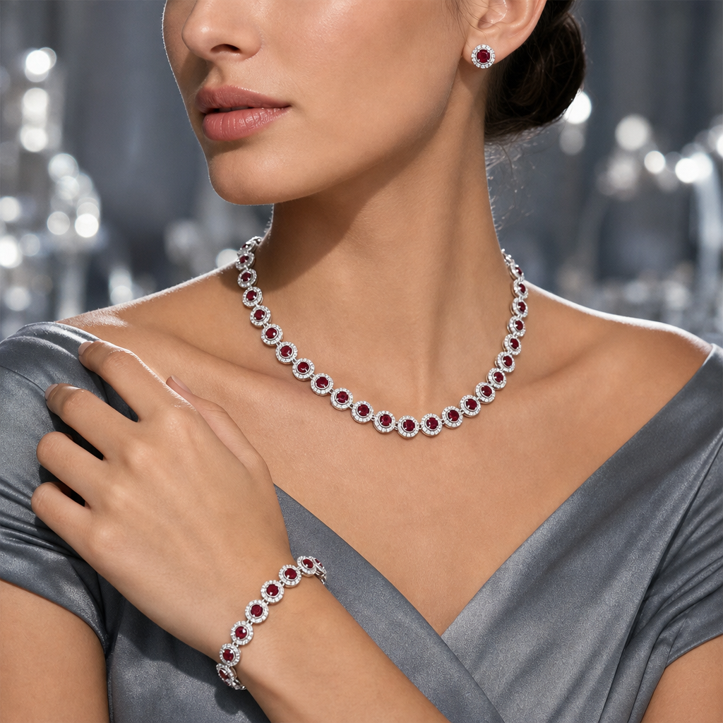 Classic designer necklace 3 pcs set Moissanite bracelet jewellery designer for women Necklace Diamond earrings Golden Chain Couple Gifts high end