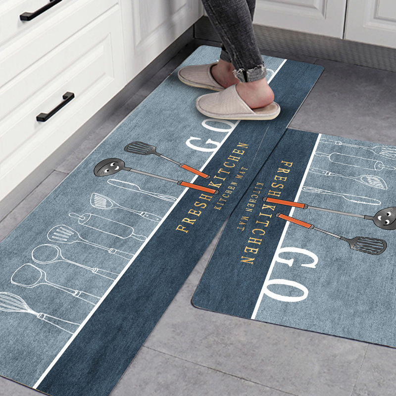 Tapis de sol de cuisine absorbant, absorbant l'huile, antidérapant, paillasson de maison, tapis à longues bandes, nappe. W36L01