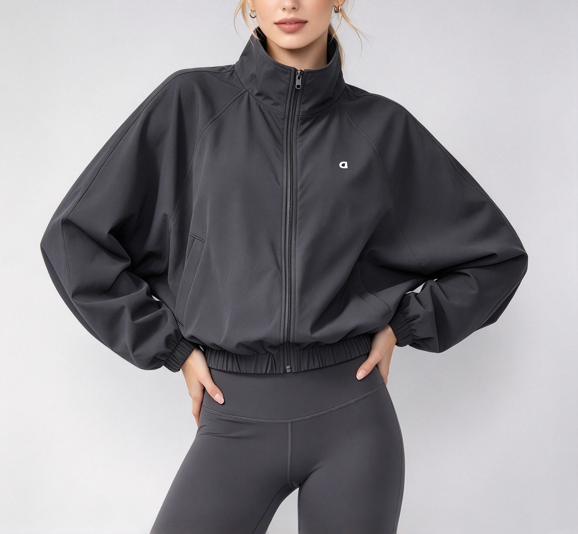 Yoga Women Jacket Quick Drying Stand Up Collar Sports Jacket with Zipper Windproof Long Sleeved Suit for Outdoor Running Fitness jackets Alolysness