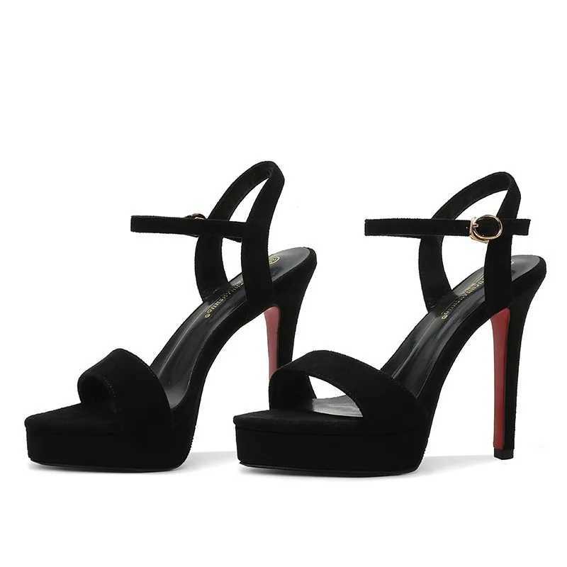 Dress Shoes Women's High-Heeled Sandals 12cm Super High Heels Thin Heels Waterproof Platform One-Button Strap Sexy Women's Shoes H261013