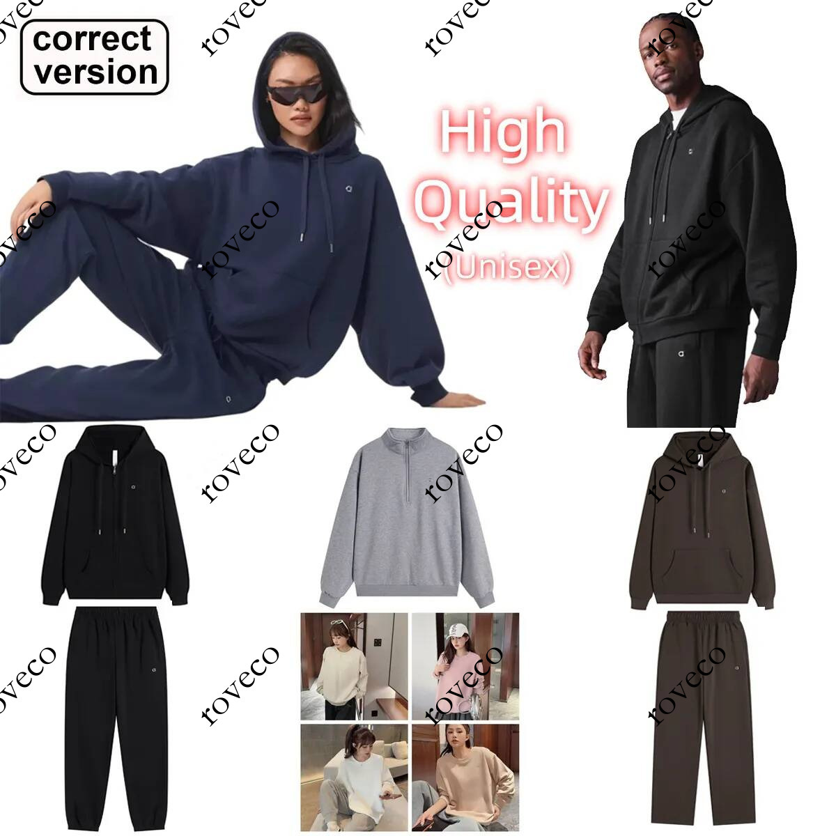 High quality Women Yoga Casual hoodie sets Oversized 3D Logo Long Sleeve set quarter zipper sweatshirt Gym men Sweatshirts Steel seal logo