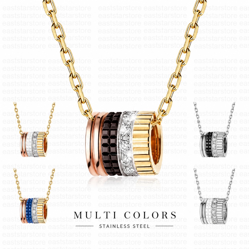 Luxury Ceramic Barrel Pendant Necklace for Women Mens High Quality Stainless Steel V Gold Cylinder Necklaces Designer Style Jewelry Party Gift
