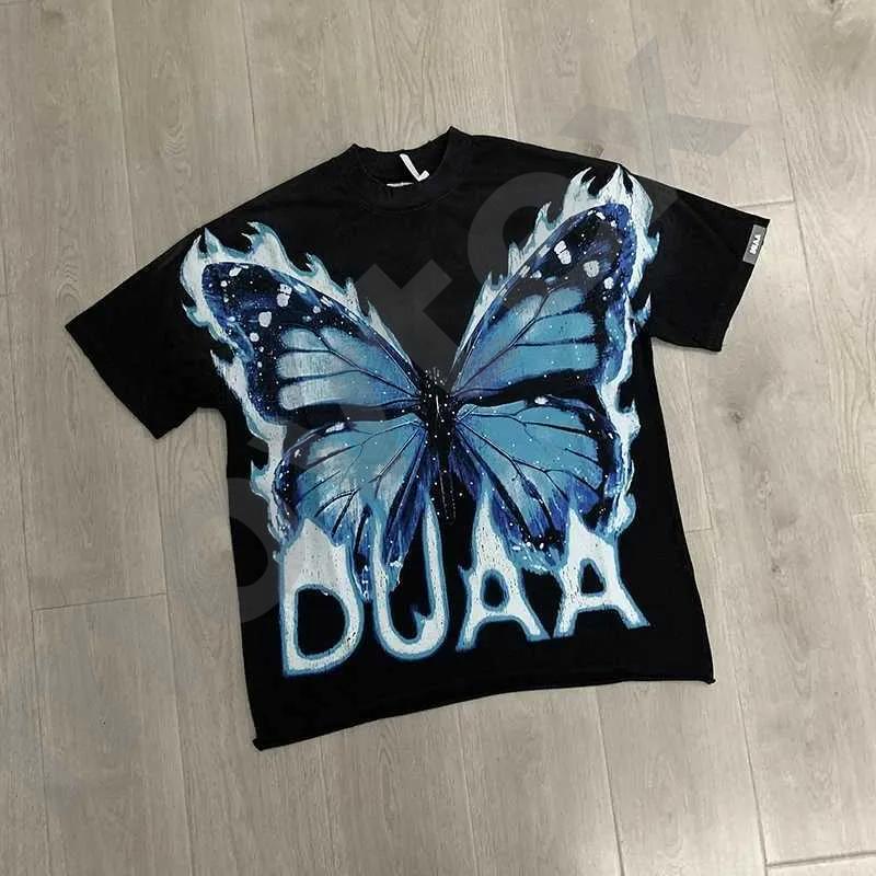 T-shirt vintage à manches courtes en détresse pour hommes Tropical Beach Car Graphic Strass décoré lettre imprimé coupe décontractée Street T Shi
