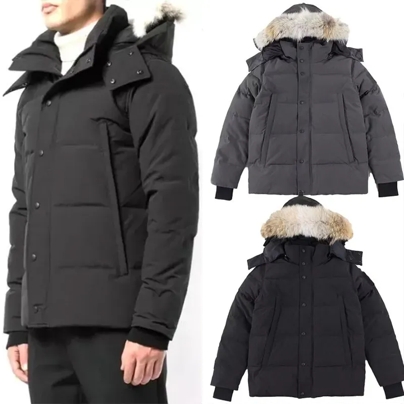 puffer jacket designer mens jacket canadian parka style jacket winter windbreaker parka puffer jacket outerwear wolf fur hooded jacket coat badge me