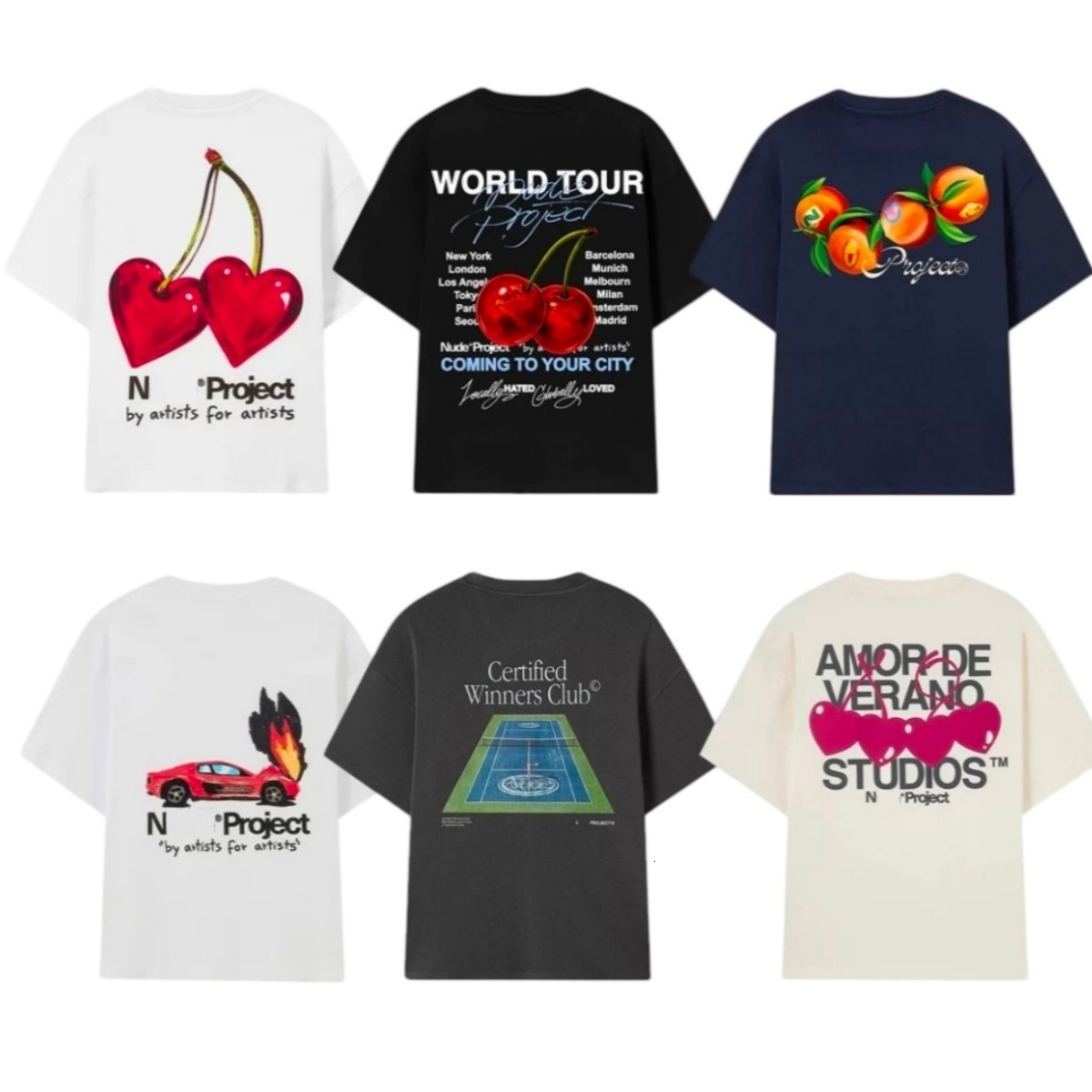 Nudelys Project shirt Designer shirts Fashion Classic cotton tshirt vintage printing mens and womens High quality couple T shirt summer luxury tee 5