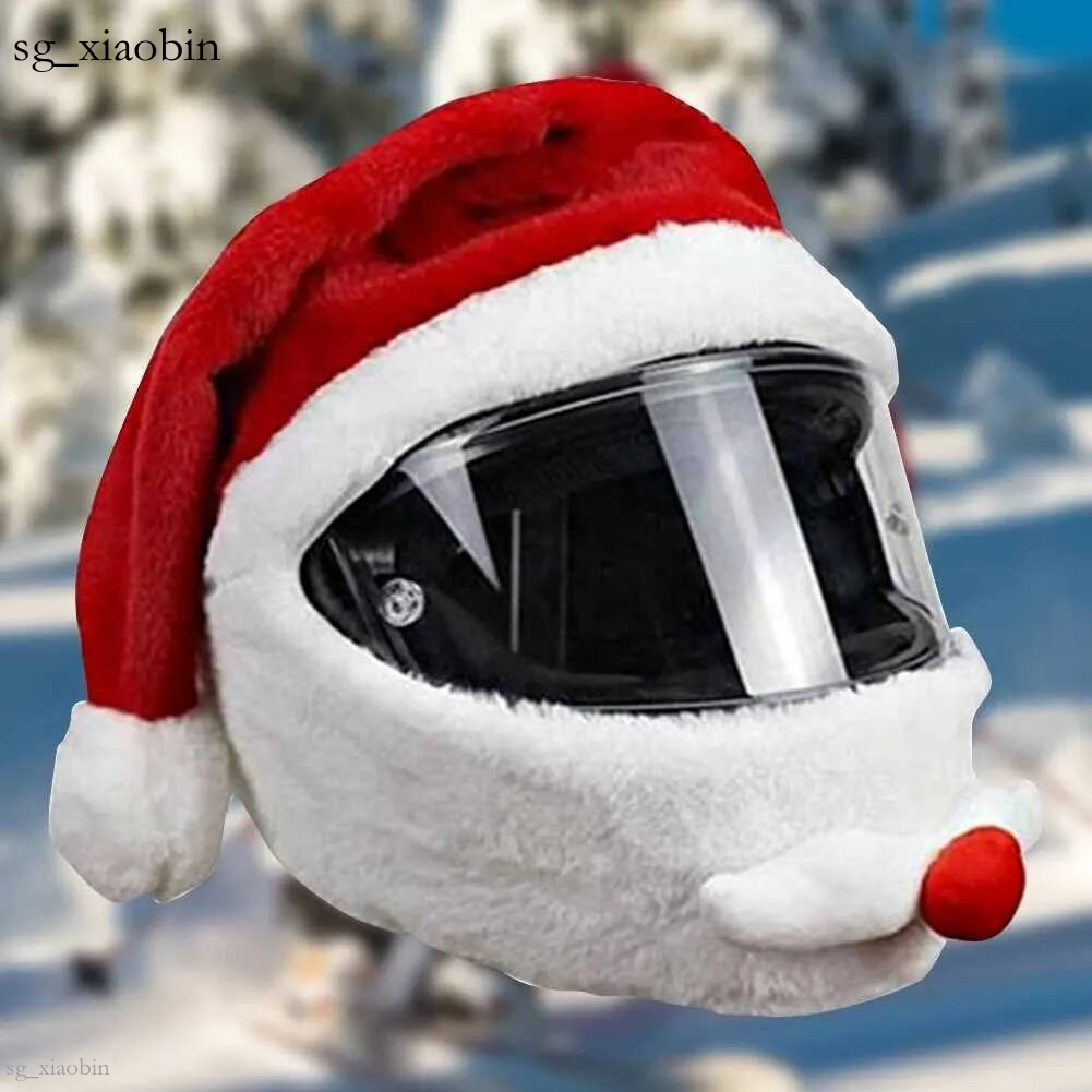 BeanieSkull Caps Interesting bicycle motorcycle helmet cover plush Christmas Santa Claus racing hat Merry Christma Y241018ZOFF Hot