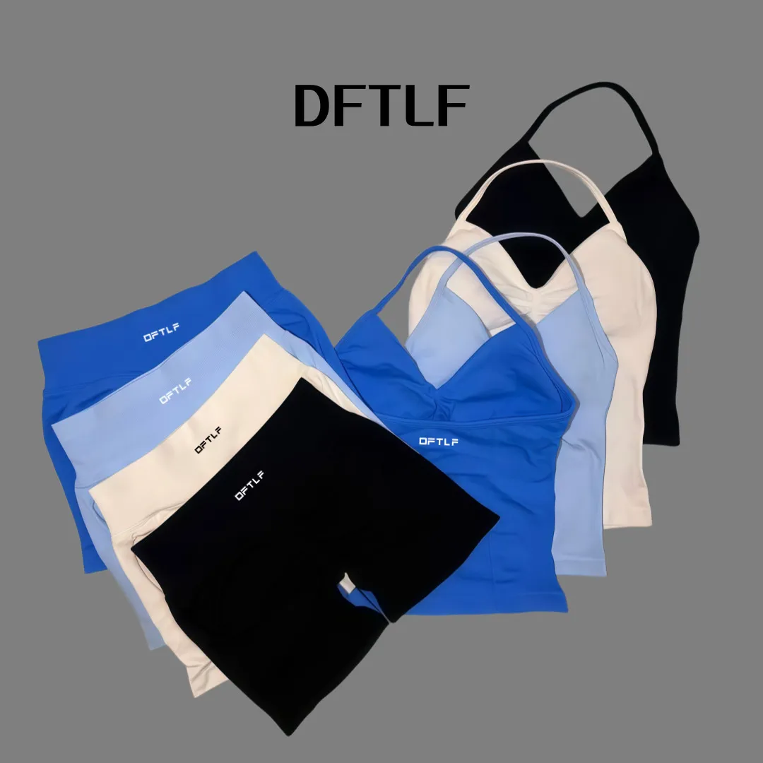 E7424 Quick Drying Pieces Sports Women Backless Tank Yoga Tank Bra Tops And High Waist Scrunch Seamless Shorts Sport Gym Sportswear Workout Set
