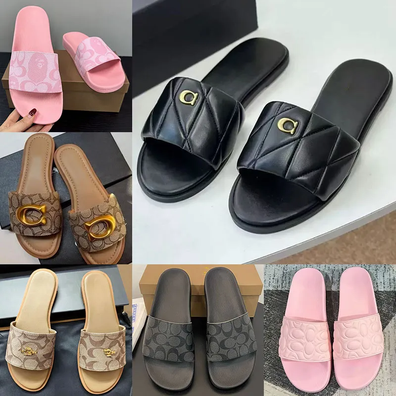 With Box Designer Sandals Summer Beach sandal Holly Quilted Leather Slides Luxury Women Slippers Outfit Leather Flat Shoes Flip Flops Outfit Sand