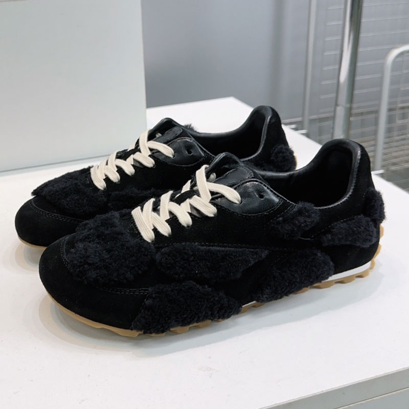 Designer Orbit Flash Sneaker Luxury Road Running Shoes Mens Womens Wool Splicing Suede Upper Running Shoes Couple Flat bottomed lace up casual shoes