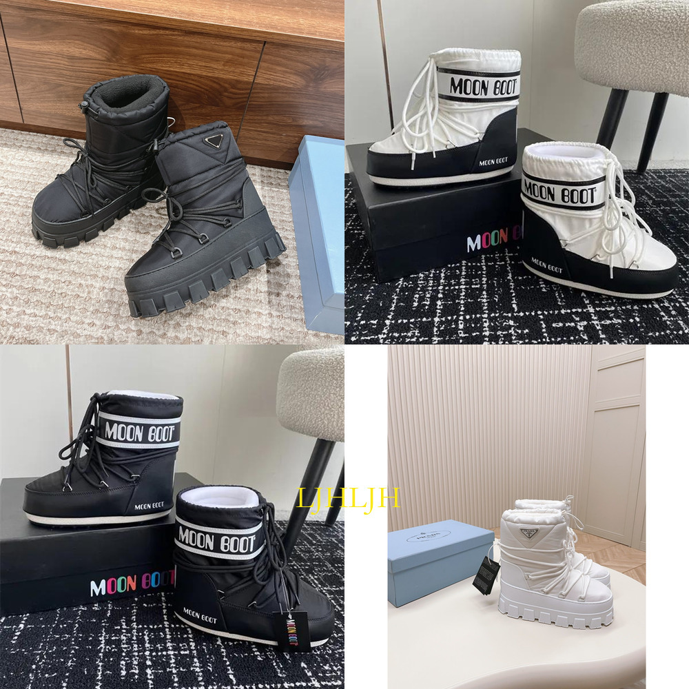 Fur Boot Shearling Apres-ski Boots designer Women Boots Nylon Gabardine Apres -ski Boots Ankle Boots Booties Winter Autumn Ski High Quality Thick-so