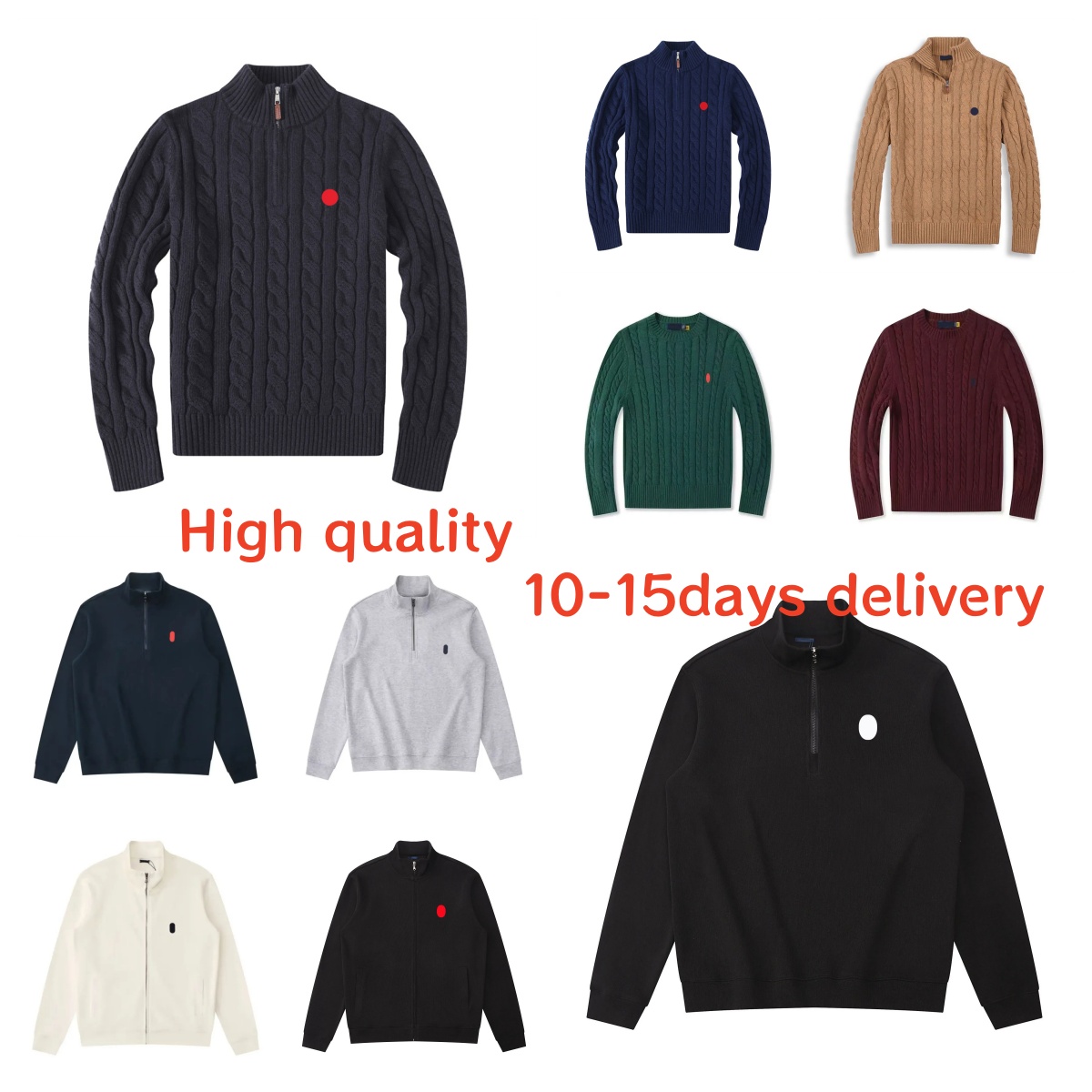 Cardigan Designer Half Zip polo Sweaters Wool Casual High Quality Pull Zip polo Hoodie Men and Women Embroidery Polo sweater Winter Long Sleeve Swea
