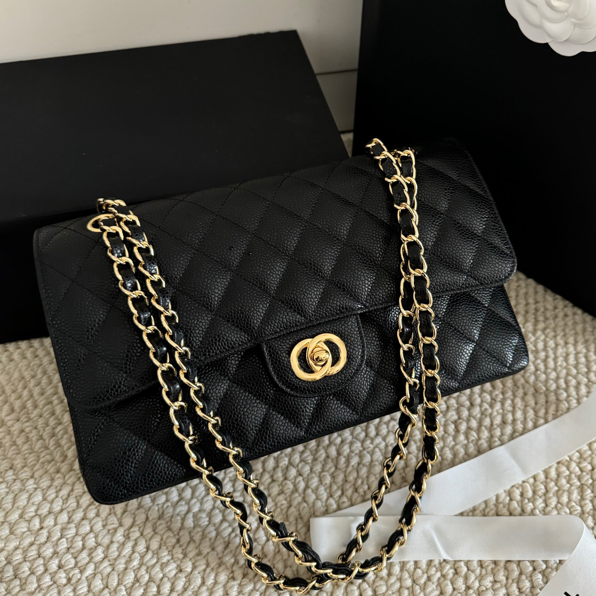 Designer bag shoulder bag fashion handbag luxury sheepskin caviar diagonal cross bag chain bar high-quality box wallet AA