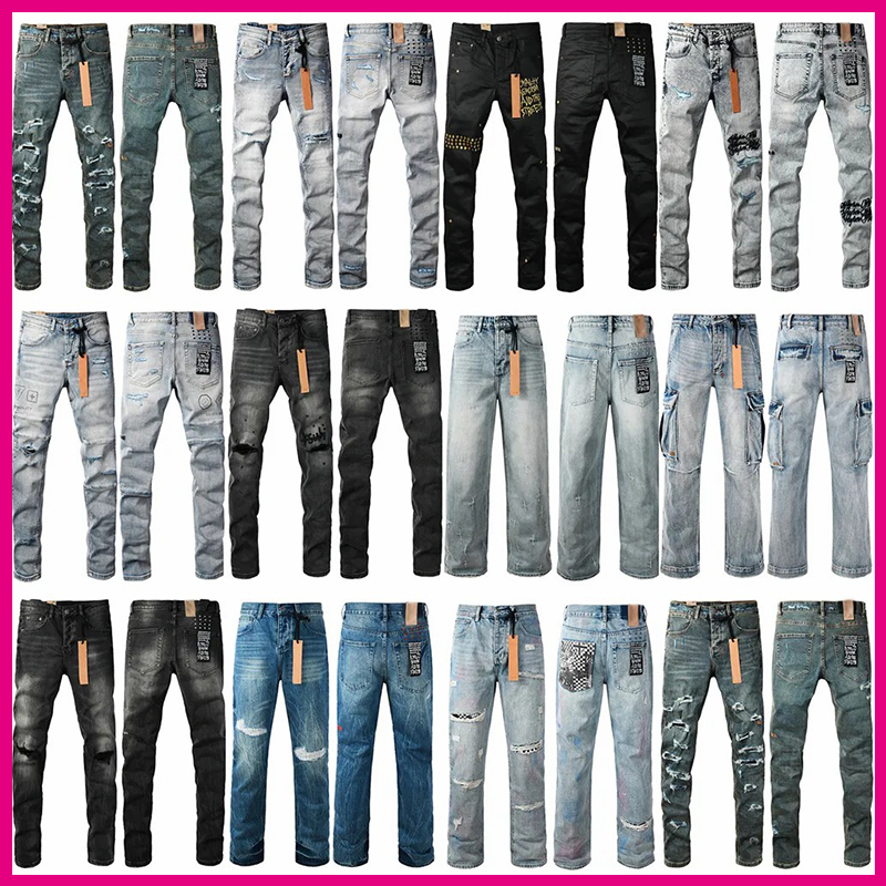 Mens Designer pur ksu Jeans jeans Trendy Design Distressed Ripped Biker Slim Fit Motorcycle Bikers For Men s Fashion Mans Black Pants pour hommes pa