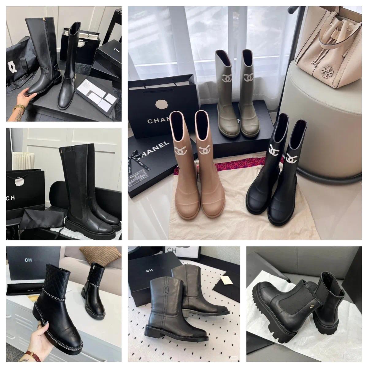 Designer CC logo shoes color waterproof high boots are suitable for daily outdoor wear in autumn and winter designer rain boots shoes essential boot