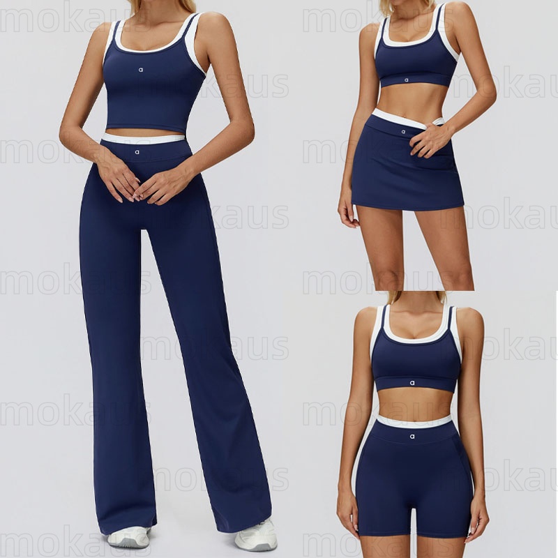 Designer Women Yoga Set Gym Clothes Sportswear Yoga Suits Fitness Tracksuits Sports Bra Tank tops Gym vest Flared Leggings Set